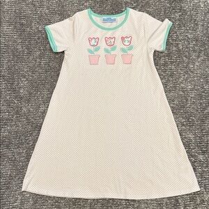 Trotter Street Kids pink polka dot dress with flower appliqués size 8